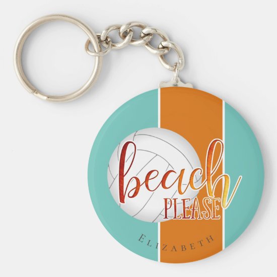 beach please personalized volleyball keychain
