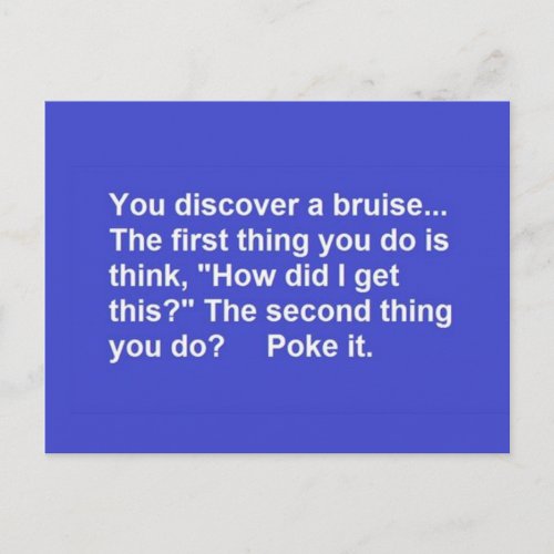 FUNNY SAYINGS BRUISE POKES LAUGHS COMMENTS POSTCAR POSTCARD