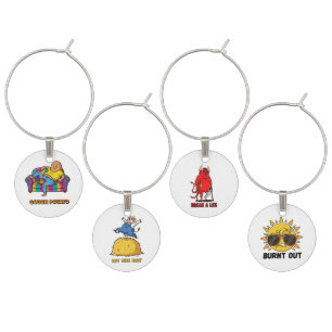 Funny Sayings Cartoon Wine Charm
