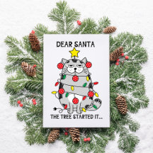 Funny Sayings Christmas Cat Tree Postcard