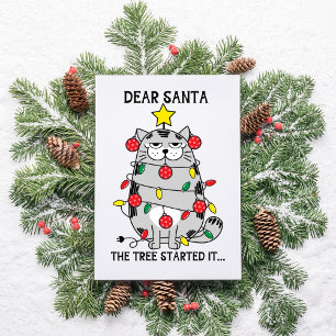 Funny Sayings Christmas Cat Tree Postcard