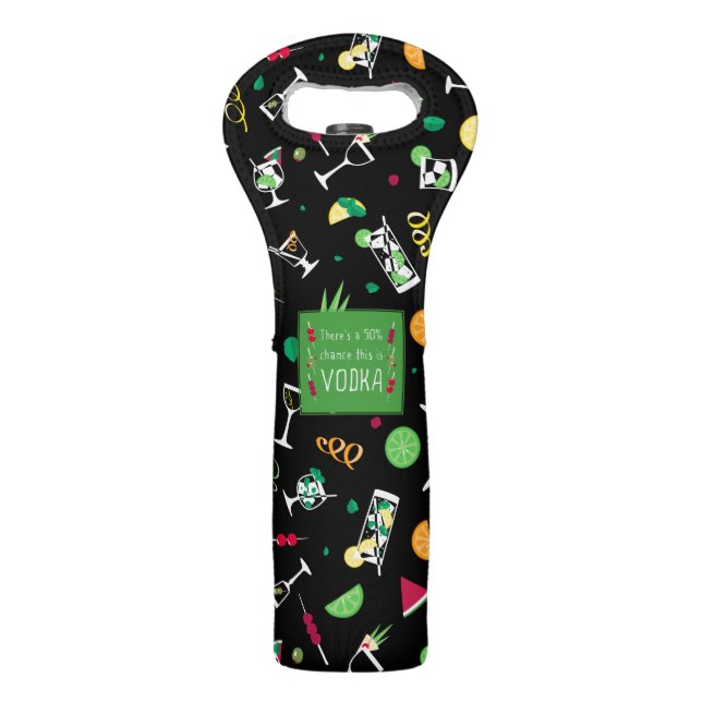 Funny Sayings l Cocktails Party Pattern Wine Bag (Front)