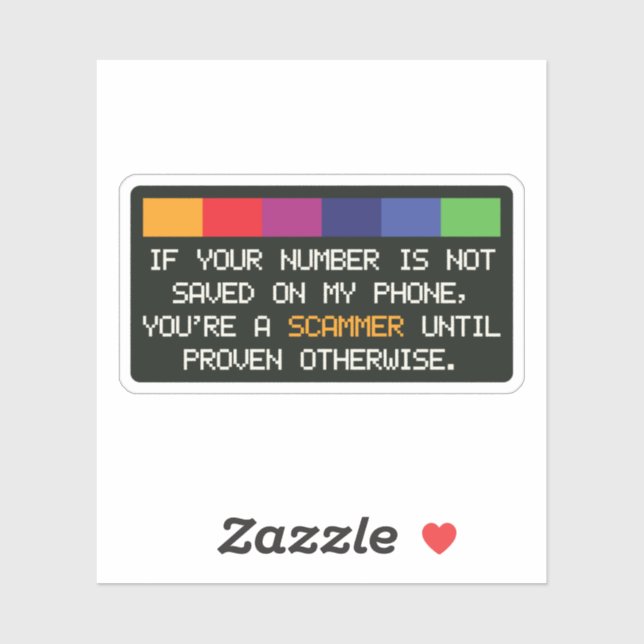 Funny Scammer Warning: Unknown Number Alert Sticker (Sheet)