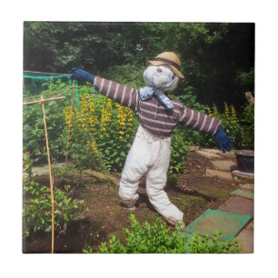 Funny scarecrow ceramic tile