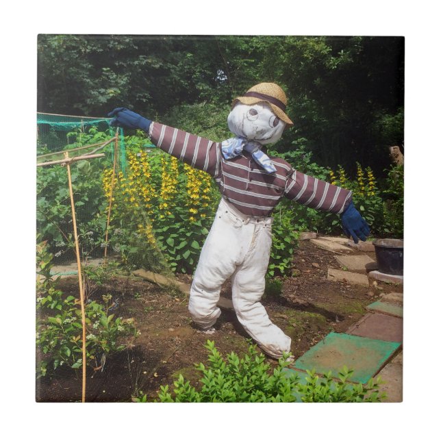 Funny scarecrow ceramic tile (Front)