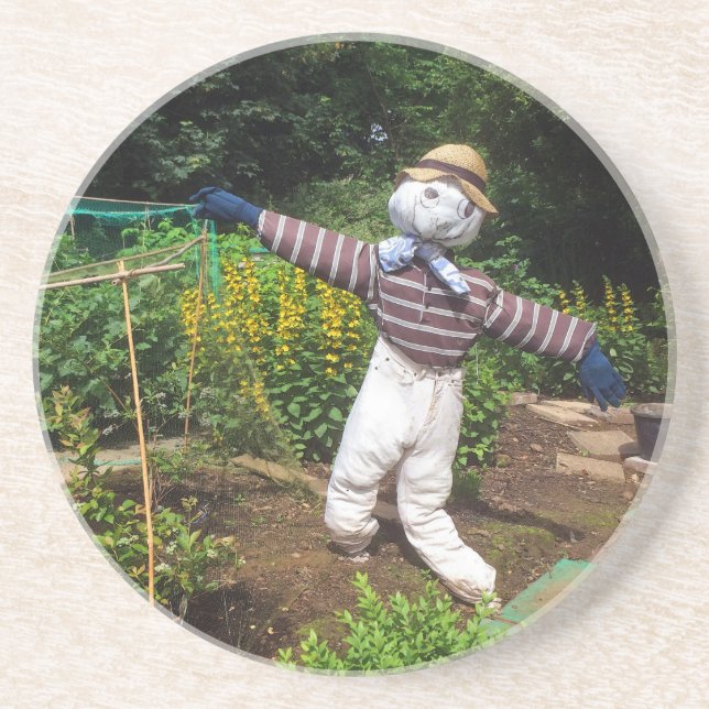 Funny scarecrow drink coaster (Front)