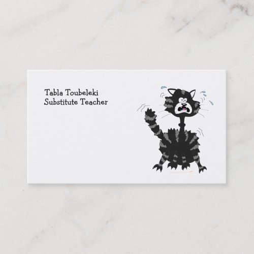 Funny Scared Black Cat Cartoon Halloween Business Card Template