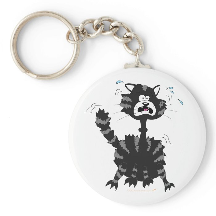 Funny Scared Black Cat Cartoon Halloween Keychains