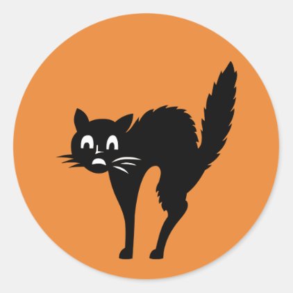 Funny Scared Black Kitty Cat Halloween Sticker