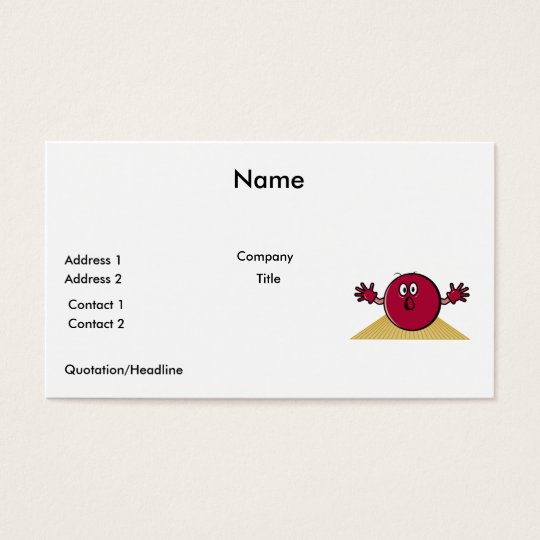 funny scared bowling ball going down alley cartoon business card