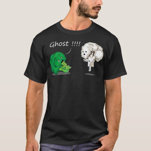 Funny Scared Broccoli by Ghost Cauliflower Funny T_Shirt