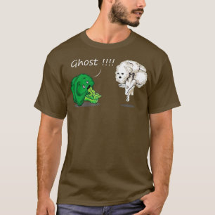 Funny Scared Broccoli by Ghost Cauliflower Funny V T-Shirt