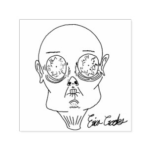funny scared cartoon face self-inking stamp
