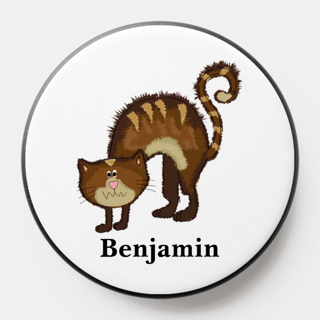 Funny Scared Cat Cartoon Personalized PopSocket (Popsocket)