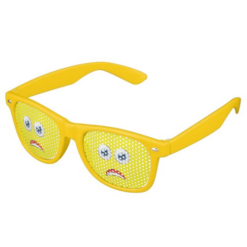 Funny Scared Emoji Yellow Retro Sunglasses