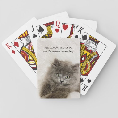 Funny Scared Kitten Face Cat Meme Poker Cards