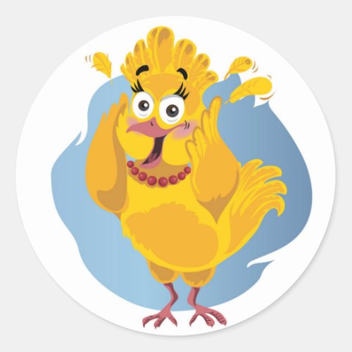 Funny Scared Turkey Classic Round Sticker