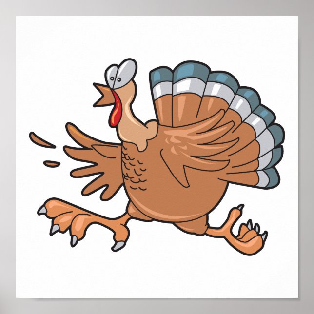 funny scared turkey poster (Front)
