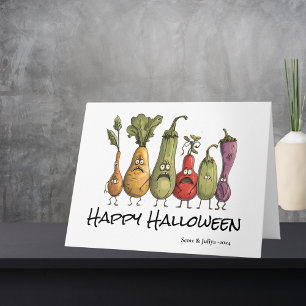 Funny scared veggie Halloween greeting Card