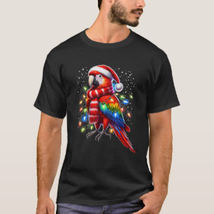 Funny Scarlet Macaw Christmas Tree Lights Xmas Par T-Shirt