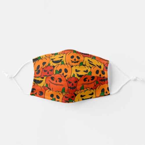 Funny Scary Colorful Pumpkin Faces Sketch Adult Cloth Face Mask
