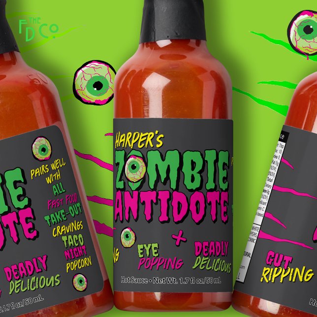 Funny Scary Cute Fun Personalized Zombie Antidote! Hot Sauces (Creator Uploaded)