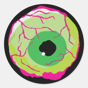 Funny Scary Cute Spooky Funky Zombie Eyeball  Classic Round Sticker