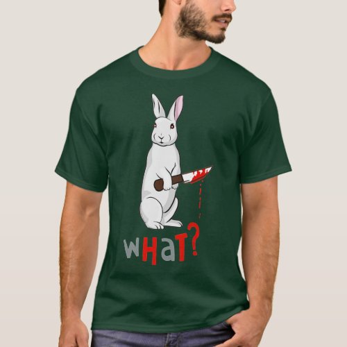 Funny Scary Eyed Killer Bunny Rabbit with Knife Ad T_Shirt