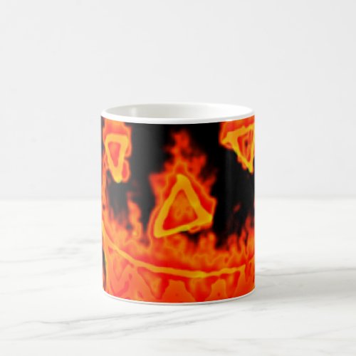 Funny Scary Face Orange Fire Flames Halloween Coffee Mug