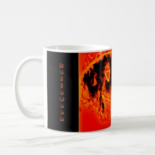 Funny Scary Face Orange Fire Pumpkin Halloween Coffee Mug