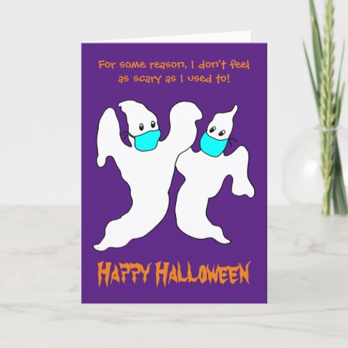 Funny Scary Ghosts in Masks Halloween Card