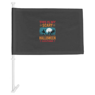 Funny Scary Halloween Costume Graveyard Moon Graph Car Flag