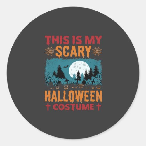 Funny Scary Halloween Costume Graveyard Moon Graph Classic Round Sticker