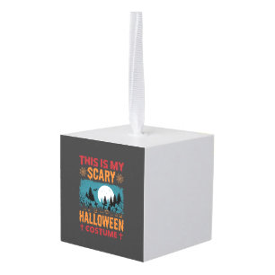 Funny Scary Halloween Costume Graveyard Moon Graph Cube Ornament