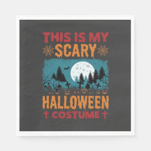 Funny Scary Halloween Costume Graveyard Moon Graph Napkins