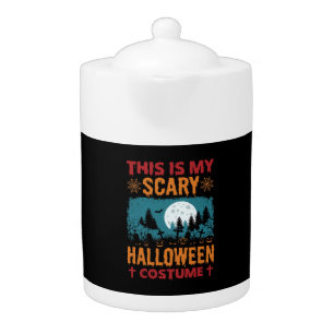 Funny Scary Halloween Costume Graveyard Moon Graph Teapot