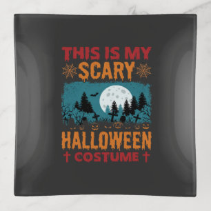 Funny Scary Halloween Costume Graveyard Moon Graph Trinket Tray