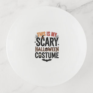 Funny Scary Halloween Costume Vintage Shirt Design Trinket Tray