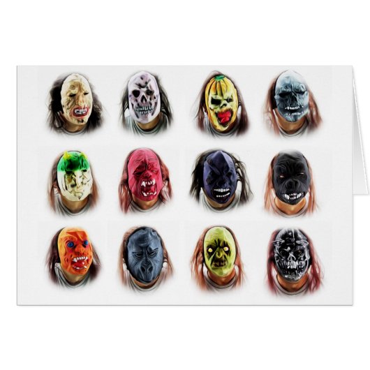 Funny Scary Masks Cards (Front Horizontal)