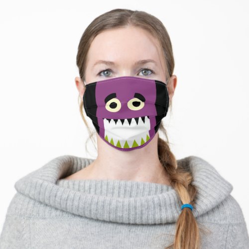Funny Scary Monster Face Black Purple Green Adult Cloth Face Mask