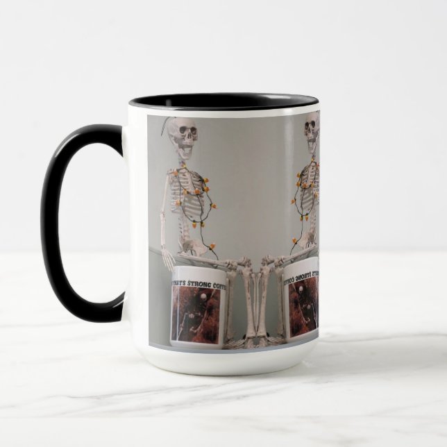 Funny Scary Skeleton Bones Coffee Halloween Design Mug (Left)
