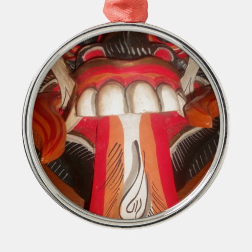 Funny Scary Weird Tongue  Asian Halloween Amazing  Metal Ornament