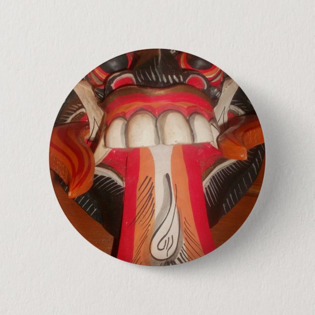 Funny Scary Weird Tongue Halloween Mask Button (Front)
