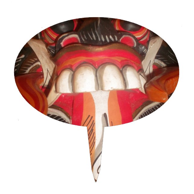 Funny Scary Weird Tongue Halloween Mask Cake Topper (Front)