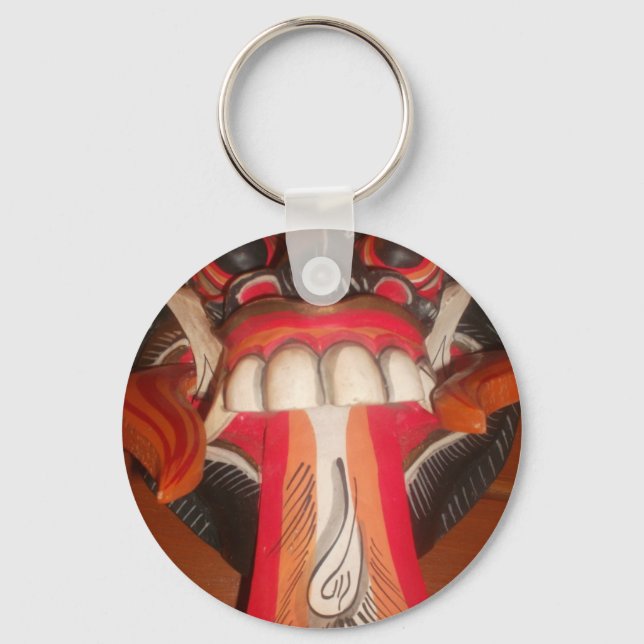 Funny Scary Weird Tongue Halloween Mask Keychain (Front)