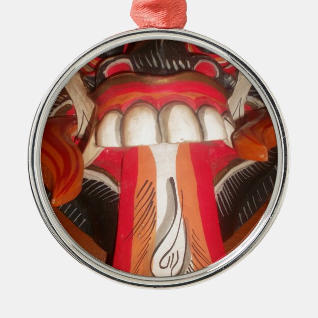 Funny Scary Weird Tongue Halloween Mask Metal Ornament (Front)