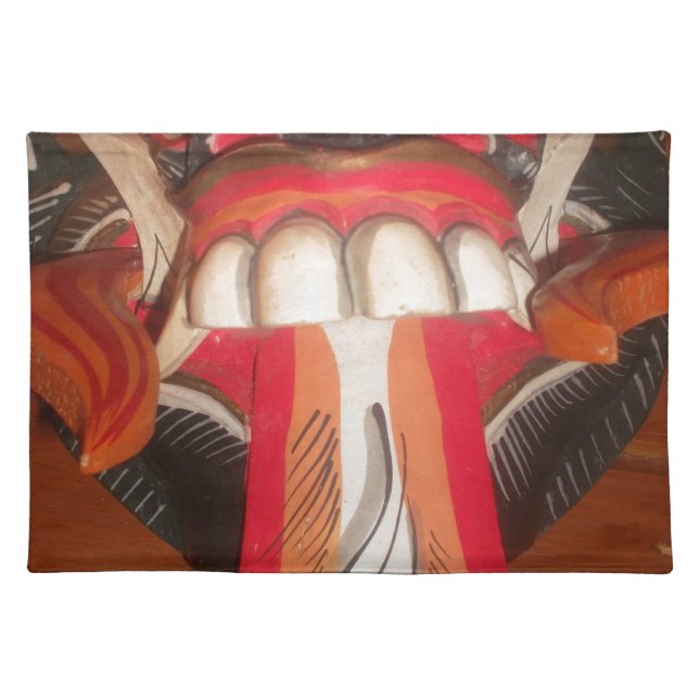 Funny Scary Weird Tongue Halloween Mask Placemat (Front)