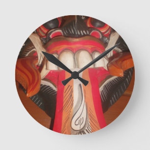 Funny Scary Weird Tongue Halloween Mask Round Clock