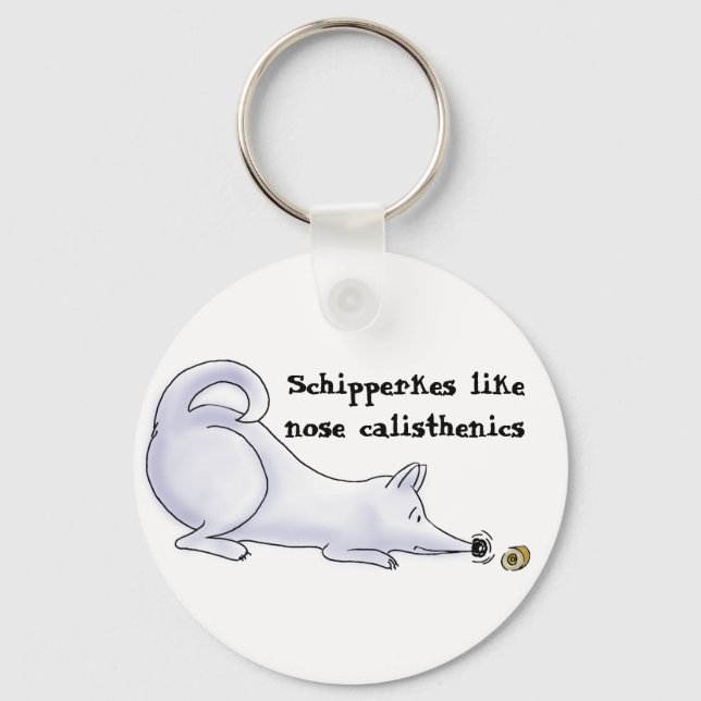 Funny Schipperke Dog Cartoon Keychain (Front)