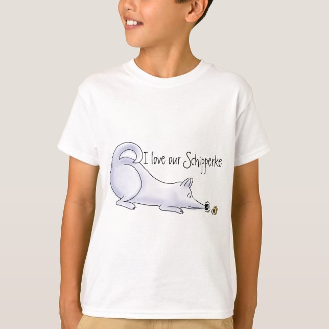Funny Schipperke Dog Cartoon T-Shirt (Front)